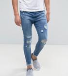 Good For Nothing Muscle Fit Jeans In Blue With Distressing - Blue