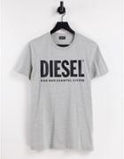 Diesel T-diego-logo Large Logo T-shirt In Gray-grey