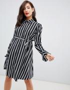 Asos Design Maternity Stripe Long Sleeve Mini Shirt Dress - Multi