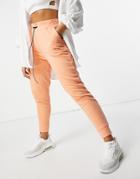 Night Addict Set High Waisted Tracksuit Sweatpants In Coral-orange
