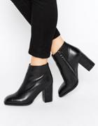 Daisy Street Square Toe Heeled Ankle Boots - Black