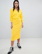 Asos Design Two-piece Skirt In Rib - Yellow