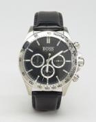 Boss By Hugo Boss 1513178 Ikon Leather Watch In Black - Black