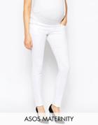 Asos Maternity Ridley Skinny Jean In White With Under The Bump Waistband - White