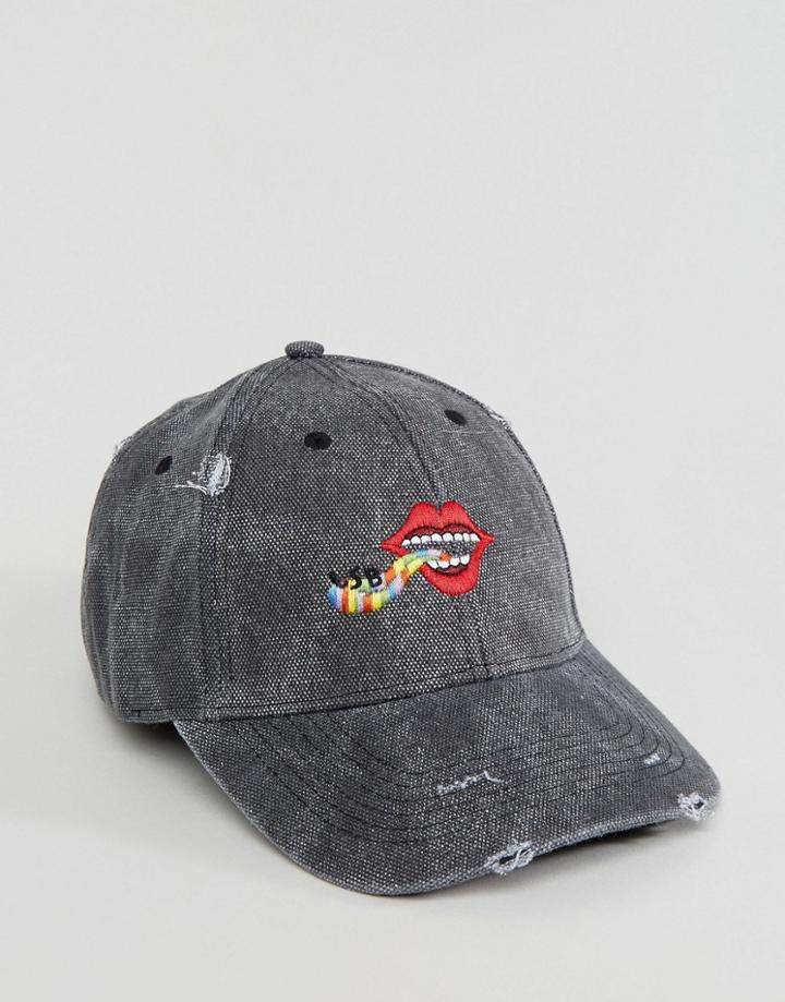 Asos X Lot Stock Cap With Embroidery - Black