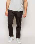 Asos Tapered Pants With Pleating In Twill - Gray