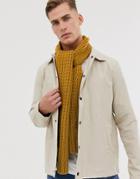 Asos Design Knitted Scarf In Mustard Recycled Polyester-yellow