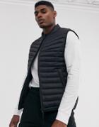 Asos Design Vest With Stand Collar In Black - Black