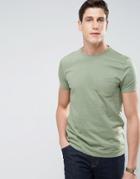 Asos T-shirt With Crew Neck And Pocket In Green - Green