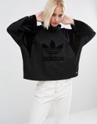 Adidas Originals High Neck Sweatshirt With Tonal Trefoil Logo - Black