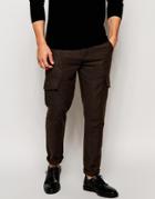 Asos Skinny Pants In Herringbone Cargo Style - Brown