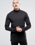 Only & Sons Jersey Roll Neck Long Sleeve Top - Black