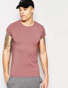 Asos Muscle T-shirt With Roll Sleeve In Brown - Marron Marl