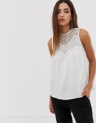 Ax Paris Top With Lace Detail-cream