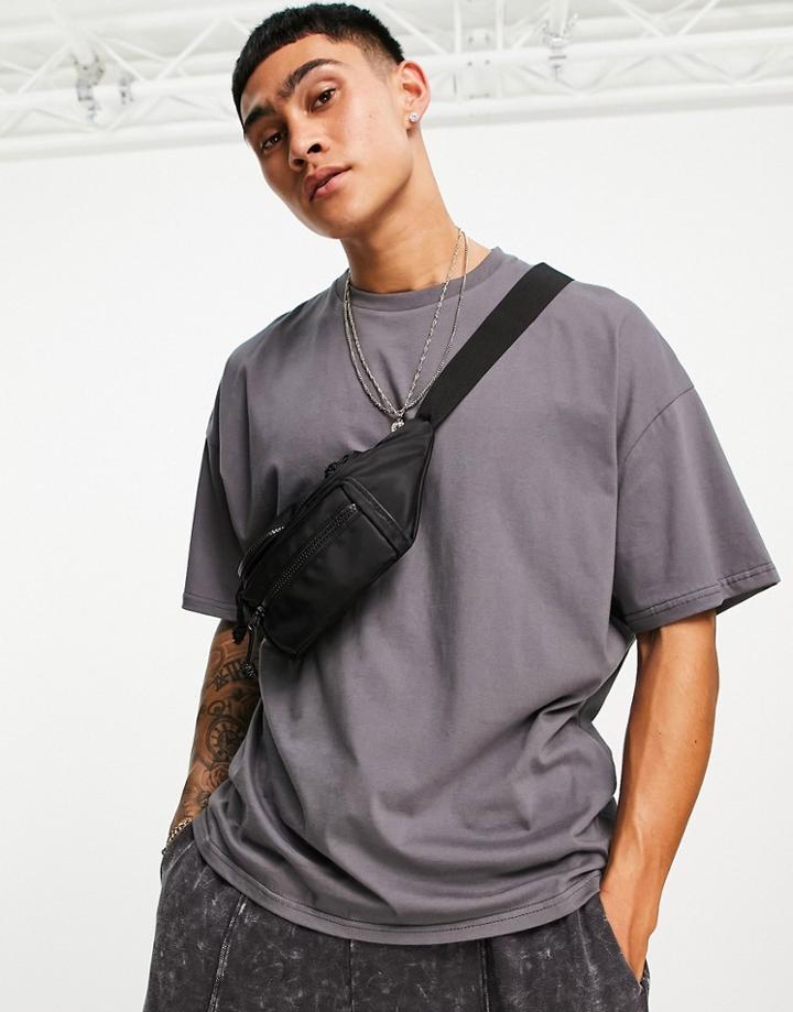 Asos Design Oversized T-shirt With Crew Neck In Washed Black