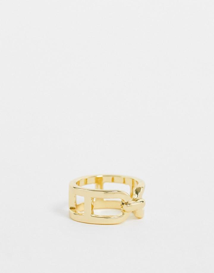 Designb Chain Ring In Gold Tone