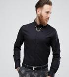 Noose & Monkey Skinny Smart Shirt With Collar Chain - Black