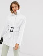 Asos Design Utility Belted Jacket - White