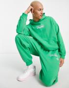 Asos Daysocial Oversized Hoodie With Logo Graphic Prints And Contrast Piping In Green - Part Of A Set