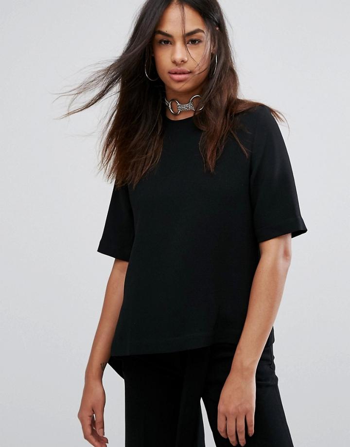 Back By Ann Sofie Back Flap Asymmetric T-shirt - Black