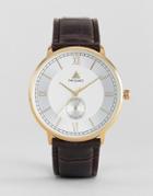 Asos Watch With Brown Faux Crocodile Strap And Roman Numerals - Brown
