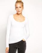 Asos The Scoop Neck Top With Long Sleeves - Black