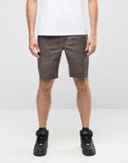 Asos Chino Shorts In Oil Wash With Raw Edge In Dark Brown - Brown