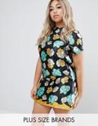 Alice & You Cap Sleeve Floral Print Shift Dress - Black