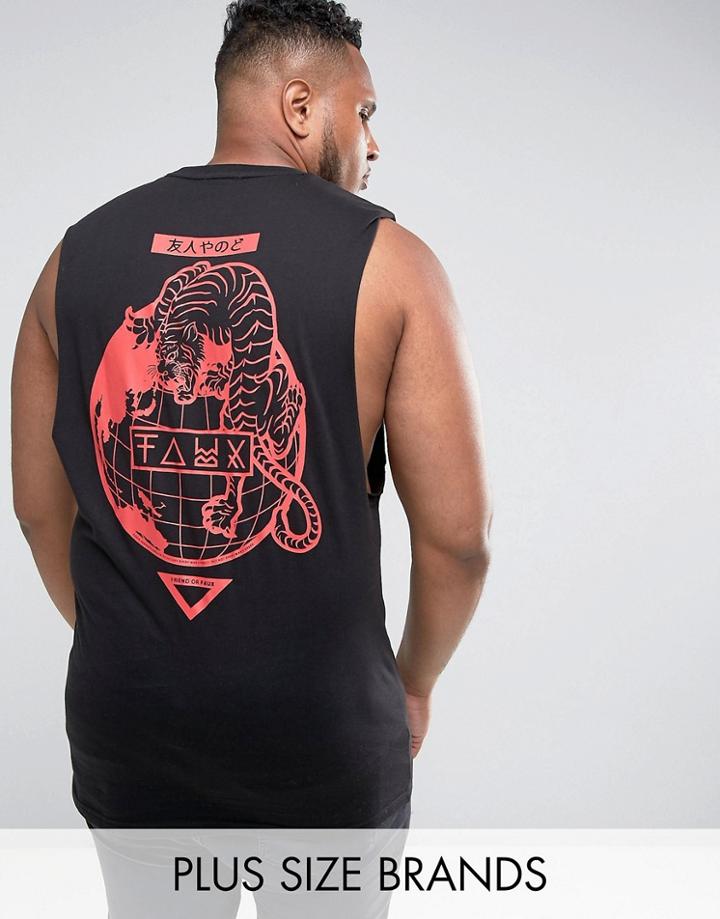 Friend Or Faux Plus Ainscough Printed Tank - Black
