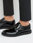 Base London Alfie Leather Monk Shoes - Black