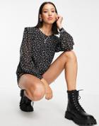 Vero Moda Sheer Long Sleeve Blouse In Spot-black
