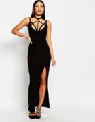 Club L Harness Detailed Maxi Dress - Black