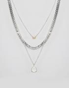 Nylon Multi Layered Necklace - Silver