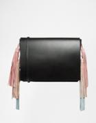 Asos Premium Leather Tassel Shoulder Bag - Black