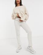 Stradivarius Fleece Sweatpants In Beige-neutral