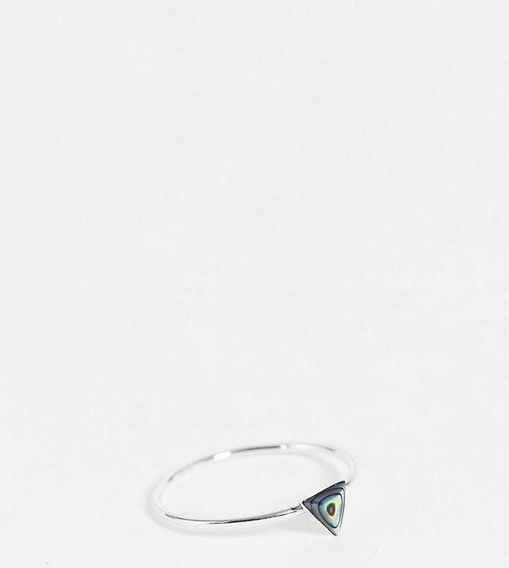Kingsley Ryan Curve Ring With Abalone Effect Triangle In Sterling Silver