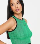 Asos Design Petite Knitted Racer Tank Top With Cross Back Detail In Green