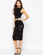 Asos Pencil Skirt With Laser Cutting And Hot Pant - Black