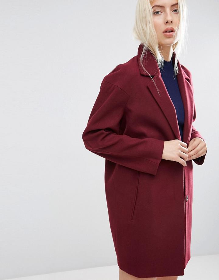 Asos Ultimate Cocoon Coat - Berry