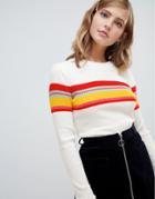 Asos Design Sweater In Rib With Stripe - Multi
