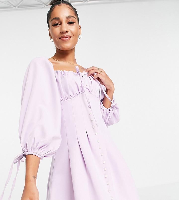Missguided Skater Dress With Balloon Sleeve In Lilac-purple