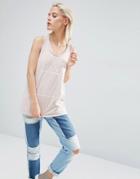 Asos Tank With Optic Tattoo Print And Drop Armhole In Wash - Nude