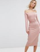 Lost Ink Midi Dress With Split Sleeves - Pink