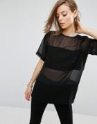 Asos Woven T-shirt In Sheer & Solid - Black