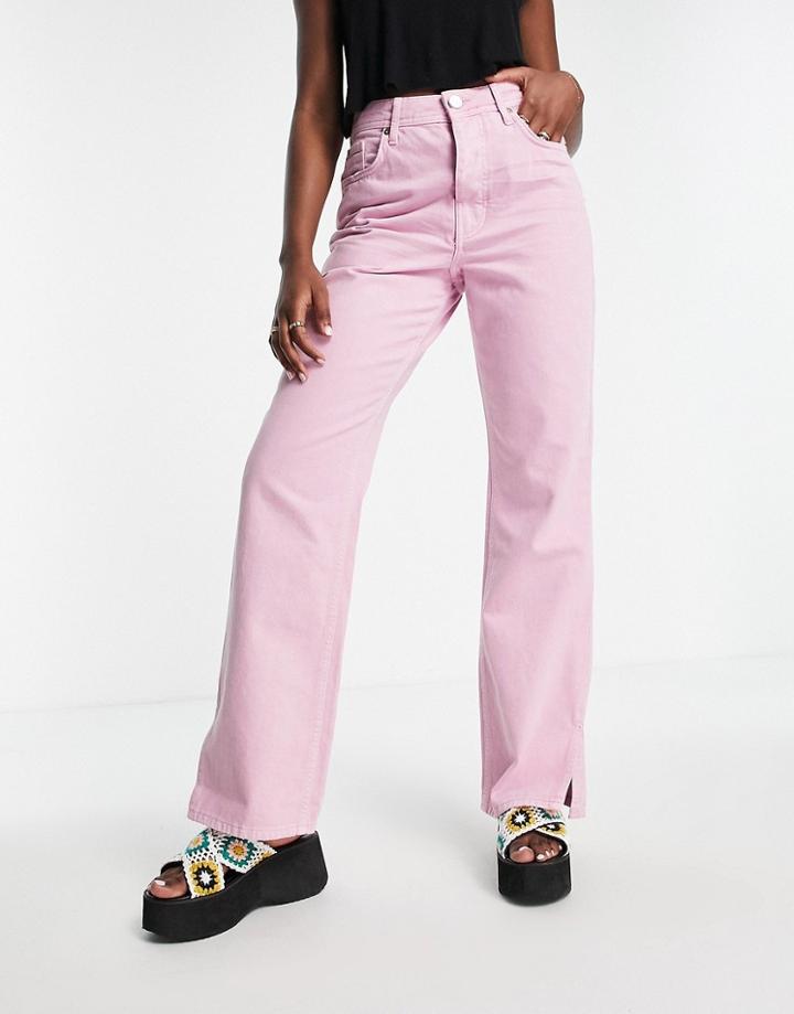 River Island 90s Straight Jean In Light Pink
