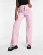 River Island 90s Straight Jean In Light Pink