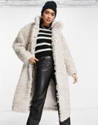 & Other Stories Faux Fur Coat In Light Gray