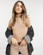 New Look Roll Neck Top In Camel-neutral