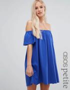 Asos Petite Off Shoulder Mini Dress - Blue