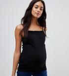 Asos Design Maternity Ruffle Cami In Rib - Black